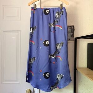 DRESSED IN LALA purple zebra rainbow 8 ball pull on elastic waist midi skirt